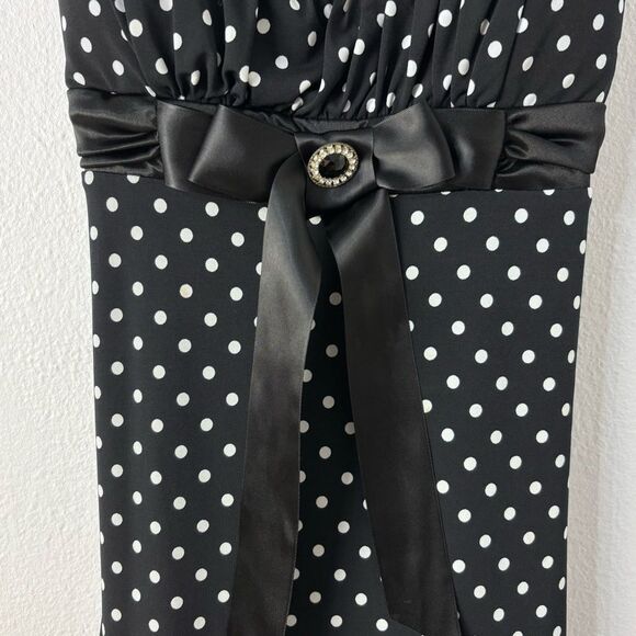 My Michelle Black White Polka Dot Babydoll Dress Y2K Coquette Retro Pinup M - Picture 6 of 12